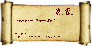 Mentzer Bartó névjegykártya